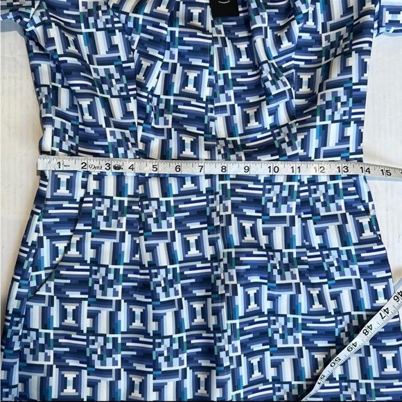 Toccin Ny Geometric Pattern Lantern Slv Shift Mini-Dress Sz 2 Inkgeo NWT. - Picture 8 of 11